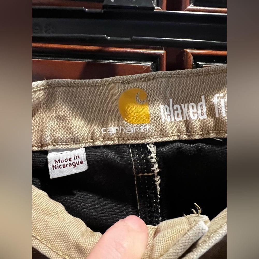 CARHARTT Pants Mens 42x30 Brown Relaxed Fit Canvas Carpenter Cargo Pants - Picture 2 of 9